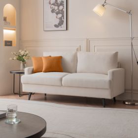 64" W Fabric Upholstered Love seat with metal Legs/High Resilience Sponge Couch for Living Room;  Bedroom;  Apartment; Beige