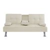BEIGE LOVE SEAT SOFA BED WITH CUP HOLDER