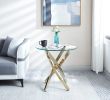 Modern Round Tempered Glass End Table with Stainless Steel Legs