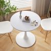 32"Modern Round Dining Table with Round MDF Table Top; Metal Base Dining Table;  End Table Leisure Coffee Table; White