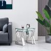 Nesting End Table Set of 2 Glass Table Set for Living Room