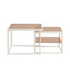 ON-TREND Modern Nested Coffee Table Set with High-low Combination Design, Brown Tempered Glass Cocktail Table with Metal Frame, Length Adjustable 2-Ti