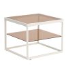 ON-TREND Modern Nested Coffee Table Set with High-low Combination Design, Brown Tempered Glass Cocktail Table with Metal Frame, Length Adjustable 2-Ti