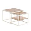 ON-TREND Modern Nested Coffee Table Set with High-low Combination Design, Brown Tempered Glass Cocktail Table with Metal Frame, Length Adjustable 2-Ti
