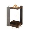 2-Tier Square End Table with Open Storage Shelf for Small Space