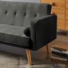 Mid-Century Velvet Chesterfield Sofa Couch, Modern Love Seats Sofa Furniture, Upholstered Button Tufted Couch with 2 Bolster Pillows for Living Room A