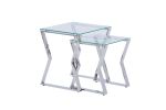 Nesting End Table Set of 2 Glass Table Set for Living Room