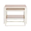 ON-TREND Modern Nested Coffee Table Set with High-low Combination Design, Brown Tempered Glass Cocktail Table with Metal Frame, Length Adjustable 2-Ti