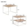 ON-TREND Modern Nested Coffee Table Set with High-low Combination Design, Brown Tempered Glass Cocktail Table with Metal Frame, Length Adjustable 2-Ti