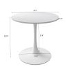 32"Modern Round Dining Table with Round MDF Table Top; Metal Base Dining Table;  End Table Leisure Coffee Table; White