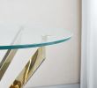 Modern Round Tempered Glass End Table with Stainless Steel Legs
