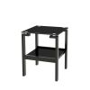 2-piece Black Tempered Gass End Table Set, Sofa table with 2-layer Storage Shelf