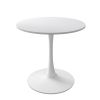 32"Modern Round Dining Table with Round MDF Table Top; Metal Base Dining Table;  End Table Leisure Coffee Table; White