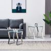 Nesting End Table Set of 2 Glass Table Set for Living Room