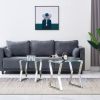 Nesting End Table Set of 2 Glass Table Set for Living Room