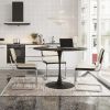 47.24"Modern Round Dining Table,Four Patchwork Tabletops with Black Color Solid Wood Grain Table Top,Metal Base Dining Table, End Table Leisure Coffee