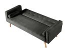 Mid-Century Velvet Chesterfield Sofa Couch, Modern Love Seats Sofa Furniture, Upholstered Button Tufted Couch with 2 Bolster Pillows for Living Room A