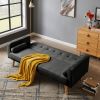 Mid-Century Velvet Chesterfield Sofa Couch, Modern Love Seats Sofa Furniture, Upholstered Button Tufted Couch with 2 Bolster Pillows for Living Room A