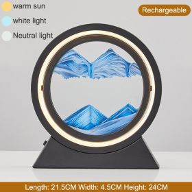 3D Hourglass LED Lamp 360¬∞ Moving Sand Art Table Lamp Sandscapes Quicksand Night Light Living Room Accessories Home Decor Gifts (Color: Black-Blue 24CM, Ships From: China)